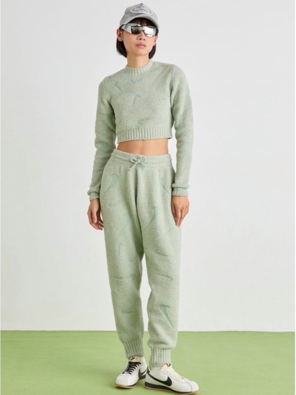 NWT Nike Phoenix Boulcé Cropped Sweater & Jogger Set in Sage
